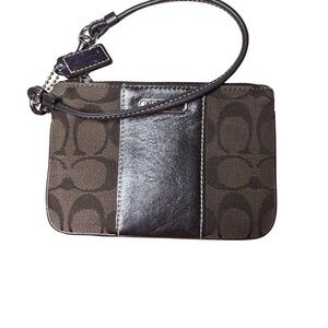Coach Signature Black and Brown Wristlet